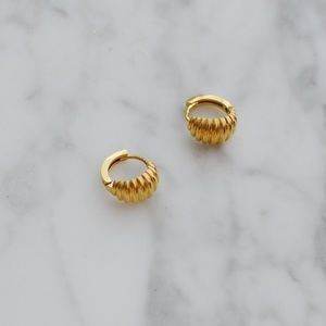 Gold Plated Brass Mini Croissant Hoop Earrings